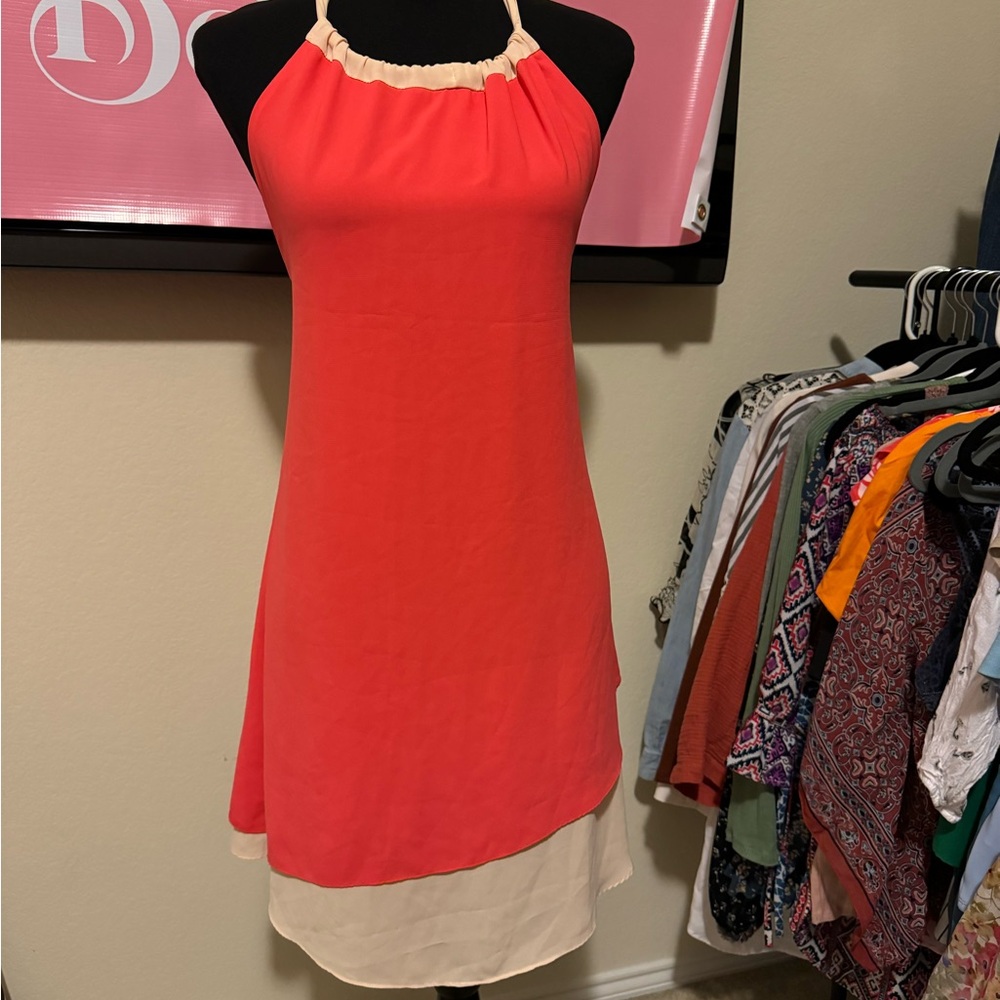 Basically Me coral and cream dress